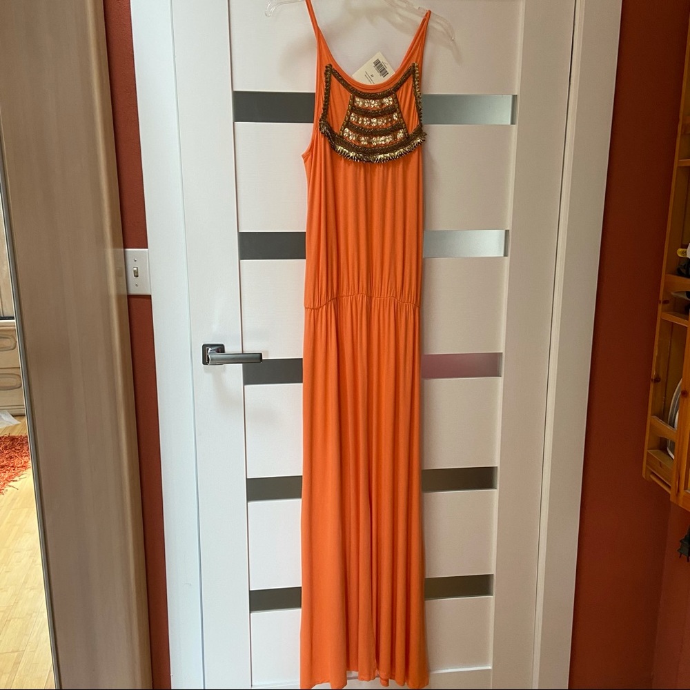 NWT Boston Proper mango tribal embellished maxi